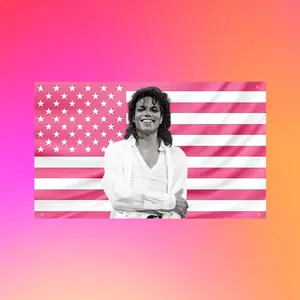 Michael Jackson Flag, Pink USA Flag Tapestry, King of Pop Wall Decor, Music Legend Poster, Vintage Singer Room Decor