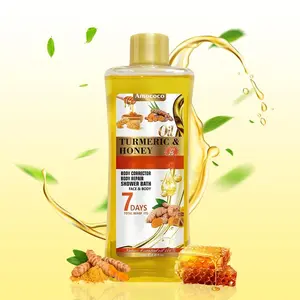 AMOCOCO Turmeric Body Oil 1PC/250ML, Massage Oil for Face, Legs, Hands and Back, Natural Ingredients, Suitable for All Skin Types, Skin Care, Moisturising, With Turmeric Aroma, Suitable for Both Men and Women, 6.76 oz butter Kojic Cleansing