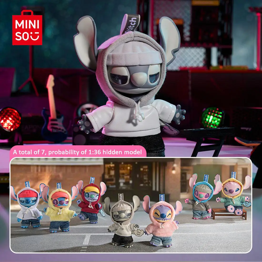 Disney Stitch GenZ Street Series Plush Blind Box - Fashion Pendants, Bag Charms for Shopping and Party, Hiphop Style Keychains, Suitable as Gifts for