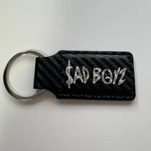 Sad Boyz Junior H Keychain - Black Carbon Fiber Design with Silver Text