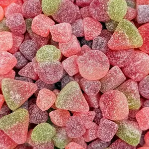 Sour Fruit Jelly Candy Mix | 1 Pound Bag | Vegan Gummies with Real Fruit Puree | Cherry, Watermelon, Peach | Gelatin Free Plant Based Texture | Dye Free Candy | Naturally Flavored