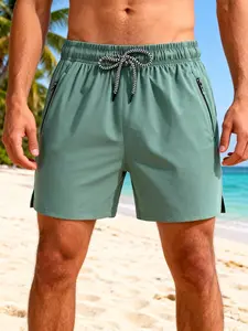 Men's Drawstring Loose Beach Pants, Quick-Dry Ice Silk Comfortable Breathable, Cool Vacation Swimming Shorts, Summer Casual Wear, Swimwear Shorts