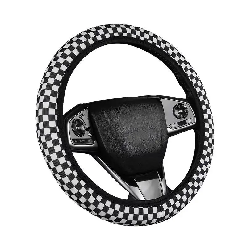 Checkerboard Pattern Car Steering Wheel Cover, Non-slip Car Steering Wheel Protector without Inner Ring, Universal Car Steering Wheel Cover for Men &