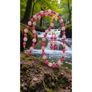 Pink Beaded Jewelry Set      (4724)