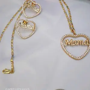 MOTHER'S DAY GIFT necklace with earrings set MAMA fashion style gold plated