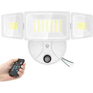 Outdoor Lighting,60W 6000LM Flood Lights Outdoor, Lights Wired with Remote,IP65  Led Outdoor Light,3 Adjustable Heads Photocell Light for Garage Patio Yard,White