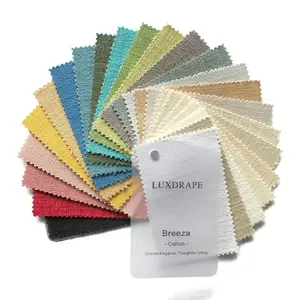 LUXDRAPE Breeza Cotton Curtain Fabric Swatch Booklet 24 Color Samples for Custom Drapes and Home Décor