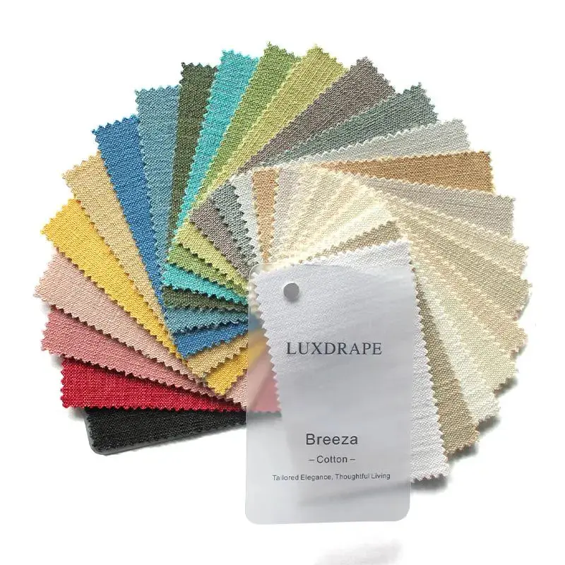 LUXDRAPE Breeza Breathable Cotton Fabric Swatch Booklet - 24 Curated Shades, Curated Selection for Custom Drapes, Roman Shades, Interiors Textiles