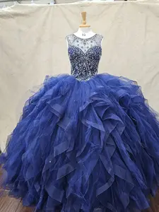 (LIVE 62) Limited Edition Beautiful Quinceanera Dress Navy Blue Small