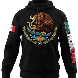 Mexico States Design Black Cotton Pullover Hoodie For Men And Women