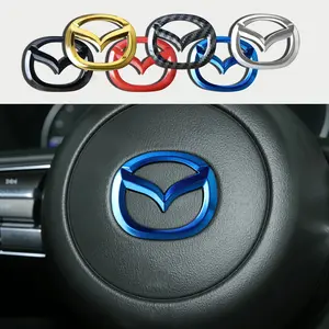 2026 New 1pc ABS Car Steering Wheel Center Emblem Sticker Auto Interior For Mazda Speed MS 3 5 6 Axela Atenza CX-3 CX4 CX5 CX8 CX7 MP RX For Your Cars