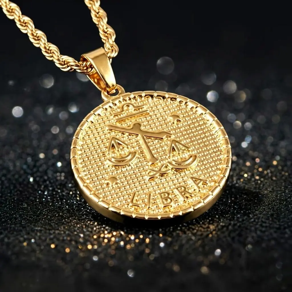 18K Gold Plated Zodiac Necklace for Women Men, Retro Coin Zodiac Sign Pendant Necklaces, Hypoallergenic & Anti-Tarnish, Adjustable Chain Horoscope Jewelry, Birthday Gifts for Her Him