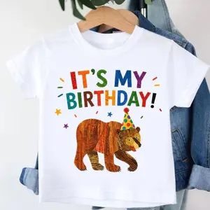 Custom Brown Bear Birthday Shirt, Personalized Kids Birthday Tee, Eric Carle Inspired Youth Outfit, Any Name Age Custom Birthday Gift 8