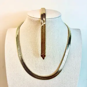 Gold Filled Necklace and Purse Omega Set - Elegant Omega Set Design for Women 18”-8”