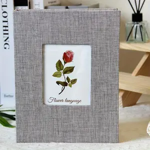 Scrapbook Photo Album 200 Pockets 4x6 Photo Capacity Cloth Surface with Picture Window Family Wedding Anniversary Modern Simple Design Elegant Gift for Sharing Memories