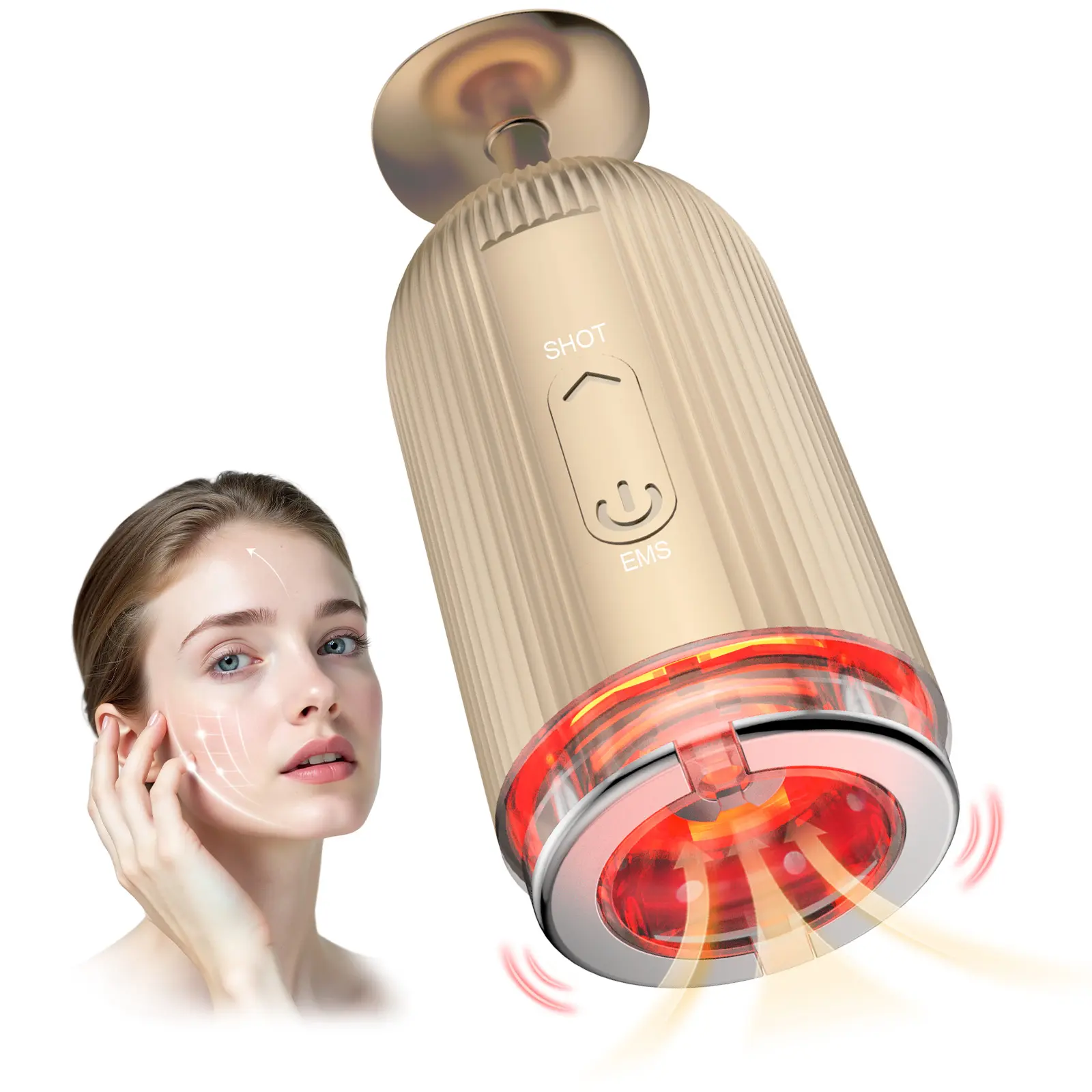 SERFORY Handheld Facial Beauty Instrument - 4-Color Red Light Therapy, Microcurrent Double Chin Reducer, Portable Firming Face Lifting Tool, Lithium-Ion Battery, USB-C Charge Multifunctional Skin Care Device for Skin Care Enthusiasts