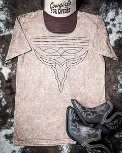 Western Boot Stitch Graphic Tee - Mocha