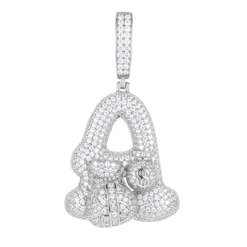 UCCIYO Letter Pendant P595 S925 Sterling Silver Synthetic Moissanite Pendant Necklace for Women Men Hip Hop Jewelry Gift summerwins【#P595】