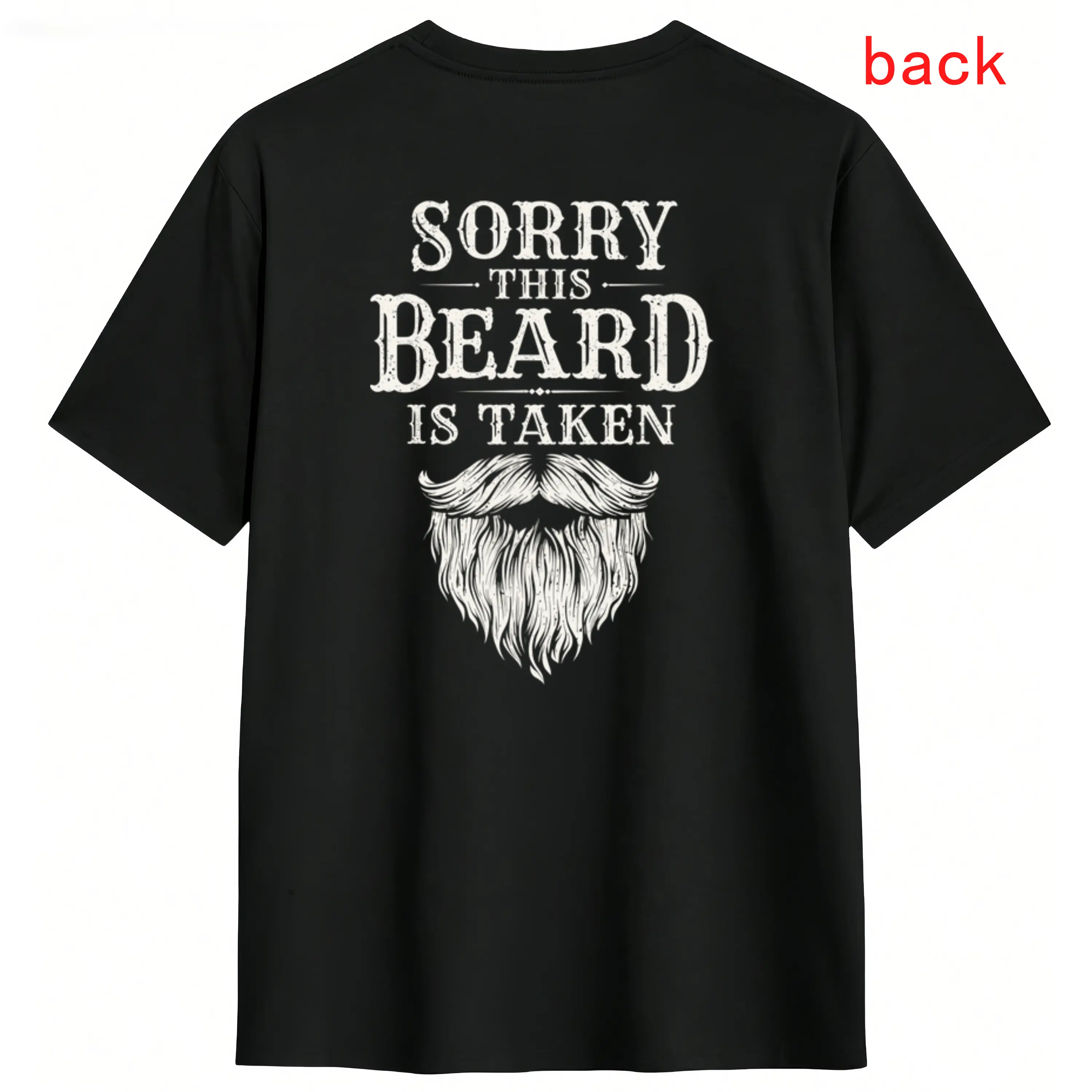 Back Print Design on Minimalist Beard Graphic T-Shirt for Men Tshirt Cotton