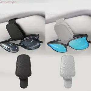 2-Pack 2-in-1 Magnetic Leather Car Sunglasses Holder, Sun Visor Glasses Clip, Multi-use Ticket Card Storage, Premium Universal Auto Interior Accessory, Space-Saving Car Organizer for Daily Driving & Road Trips