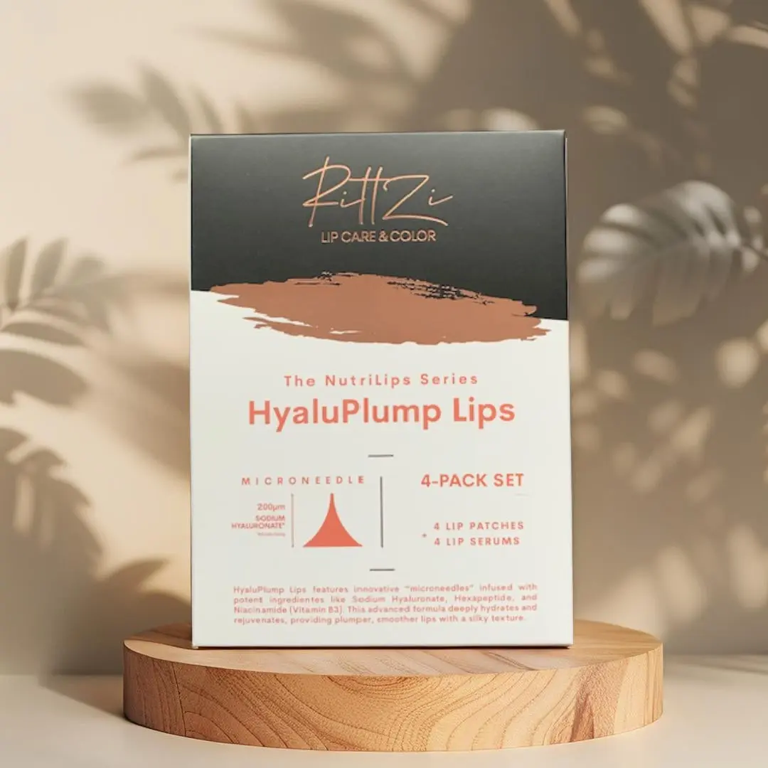 HyaluPlump Lips: 800 Dissolvable Microneedle Lip Patch + Lip Serum Lip Care Duo, 4-PACK SET