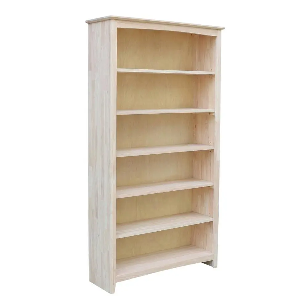 Wooden Bookcase with Open Shelving and Rustic Finish for Home Office Storage