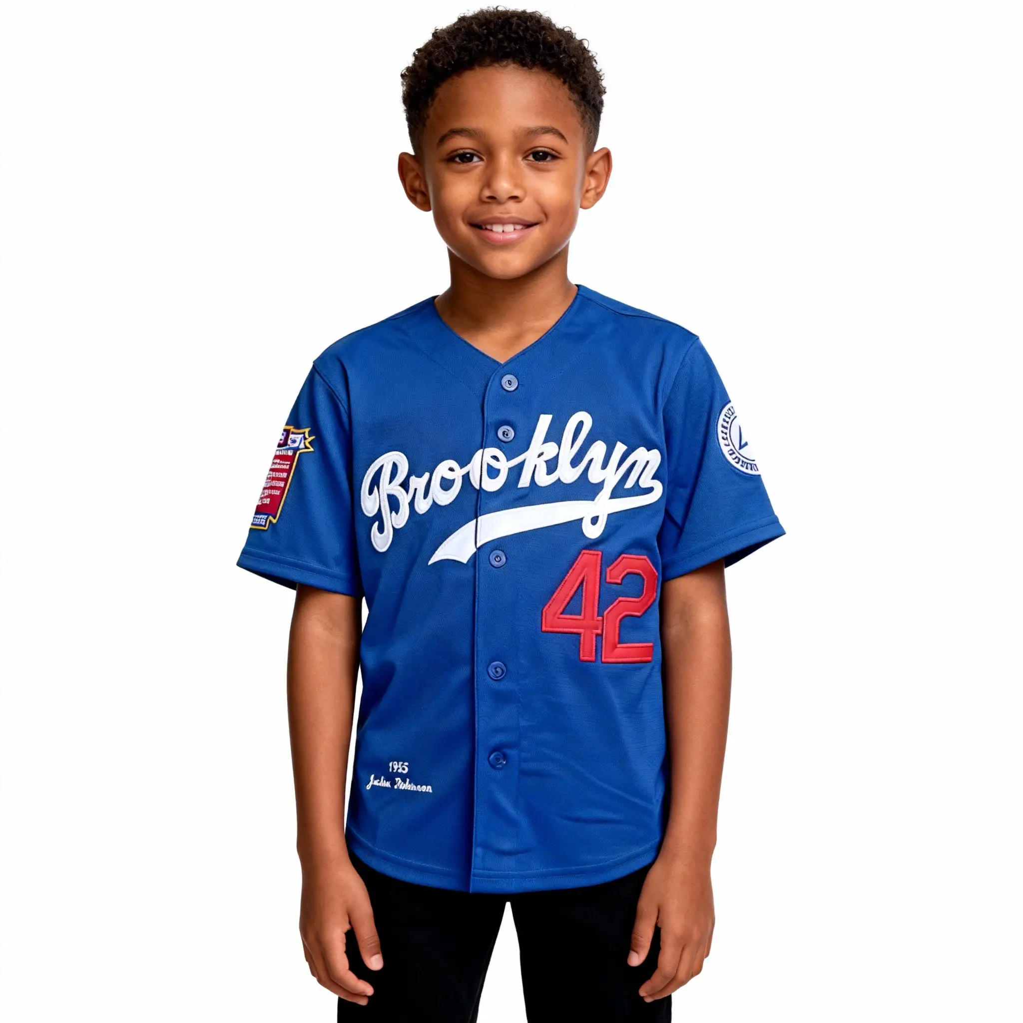 Durable Baseball & Softball Jersey, Retro #42 Top with Stitched Legend Embroidery, Unisex Sporty Chic Style for Casual Wear, Game Day Outfits, Youth, Machine Washable