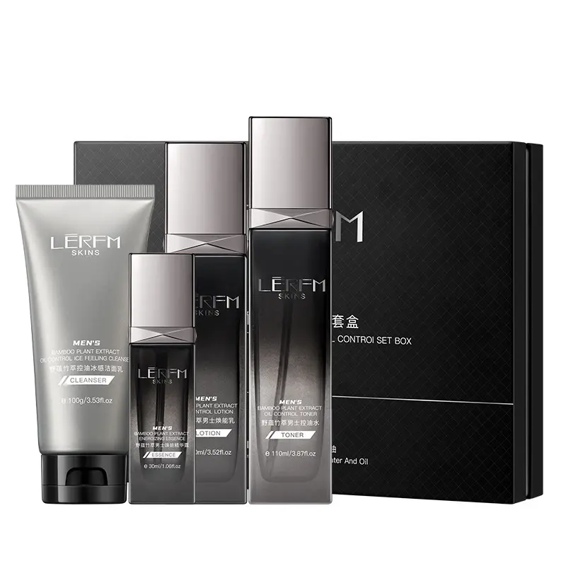 Men's 4PCS The Ordinary Skincare Set - Facial Cleanser, Essence, Moisturizing, Hydrating, Oil Control, Ideal Men's Gift