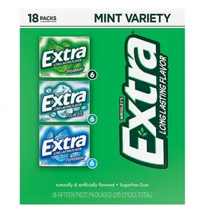 Extra Sugar Free Chewing Gum, Mint Variety Pack, 15 Sticks, 18-Count chewing gum Flavor Snack