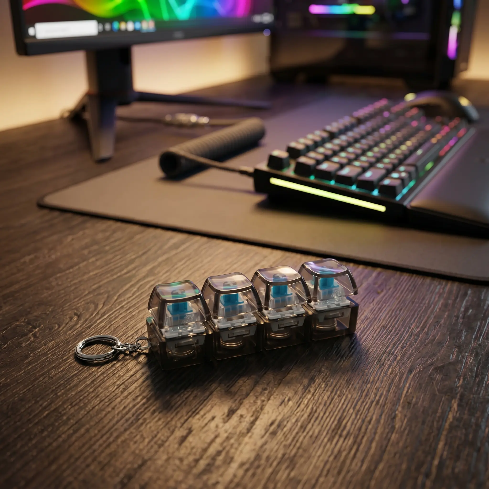 LED Mini Keyboard Keychain – Mechanical Style Stress Relief Toy