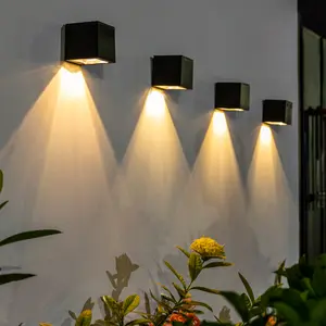 Solar Wall Lights Outdoor,Square Modern Solar Wall Sconce Lights IP65 Waterproof Down Lighting Solar Outdoor Lights for House Wall,Porch,Garden,Yard, Patio,Fence Decor