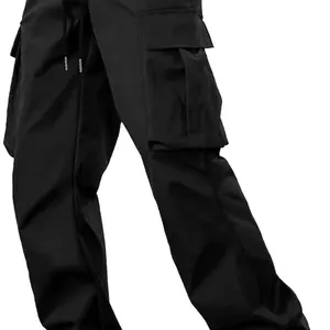 Comdecevis Men's Casual Cargo Pants Workout Joggers Stretch Sweatpants Hiking Drawstring Tactical Pants with Multi Pockets - Menswear