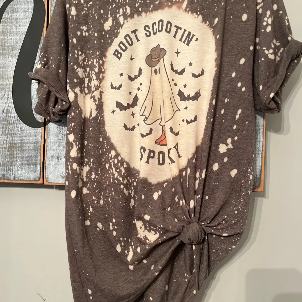 Boot Scootin’ spooky bleached  T-shirt! Casual