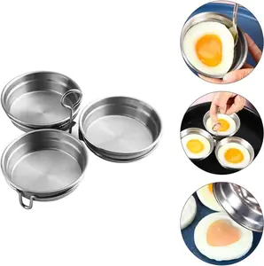 Poached Egg Holder,Egg Poacher Tray, Nonstick Stainless Steel Egg Poacher Replacement Cup Egg Pan with Oil Brush for Home Kitchen Random Color Metal Egg Poaching Cups