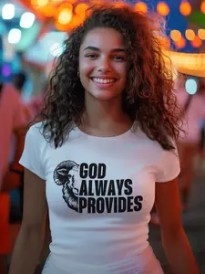 GAP-GOD ALWAYS PROVIDES Christian Summer T-Shirt for Men Women White Tee with Inspirational Message God Always Provides Design