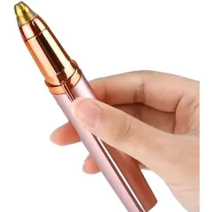 Rechargeable LED Light Eyebrow Trimmer, Painless Anti-Allergenic Facial Hair Remover with Stainless Steel Blade for Smooth Clean Skin