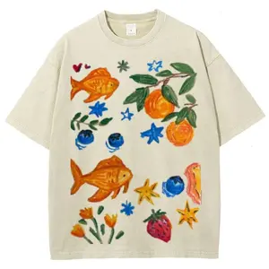 Goldfishes Joy Unisex Vintage Tee – Unisex Vintage Tee, Vintage Colorful Tee - Oversized Shirt - Natural & Animal Planet Unisex Streetwear