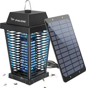 Solar Bug Zapper 4500V Electric Mosquito Zapper Outdoor Updated Fly Zapper Indoor Rechargeable Mosquito Killer with Solar Panel & Type-C Cable Fly Trap with UV Light for Flies Gnats Moths