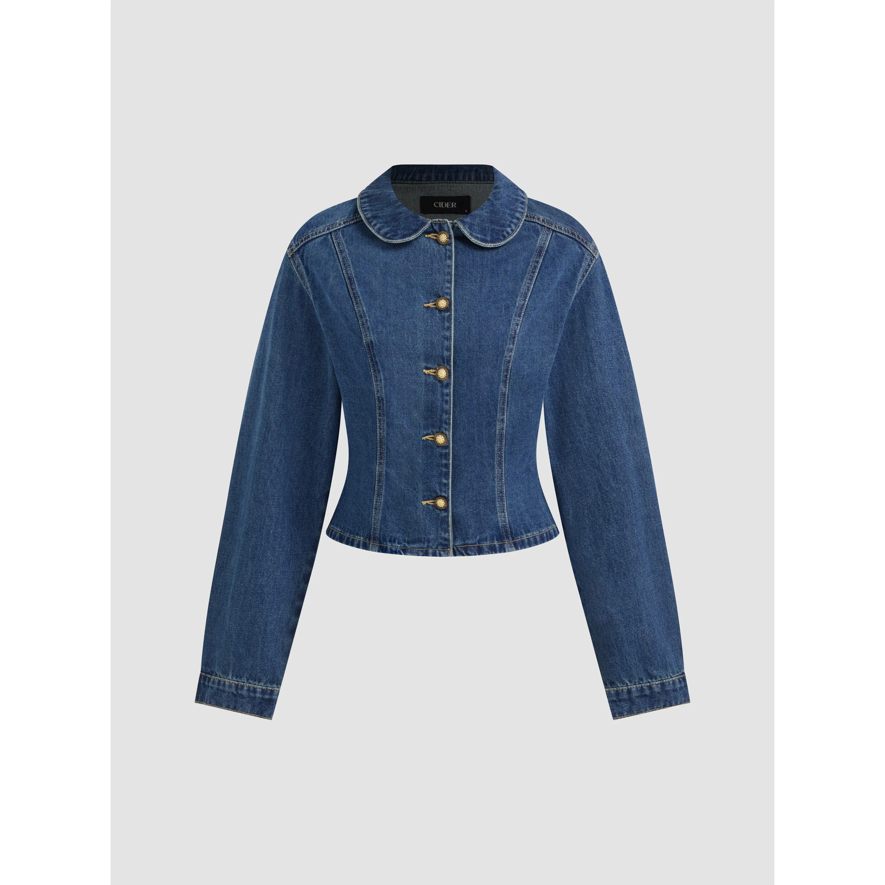 Cider [2 colors, size 0-10] Denim Collar Cinched Waist Jacket SummerFinds