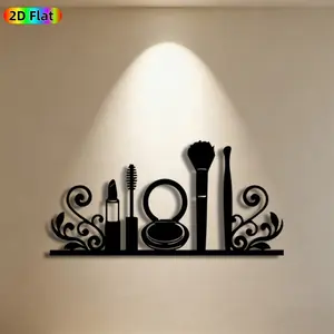 1pc Makeup Tools Metal Wall Art, Chic Makeup Tools Statue Mural, Ideal Gift for Valentine's Day, Mother's Day, Beauty & Vanity Decor Enthusiasts,  Metal Wall Decor , Perfect for Bedroom Wall & Dressing Room Fence, Stylish Beauty-Themed Wall Ornament