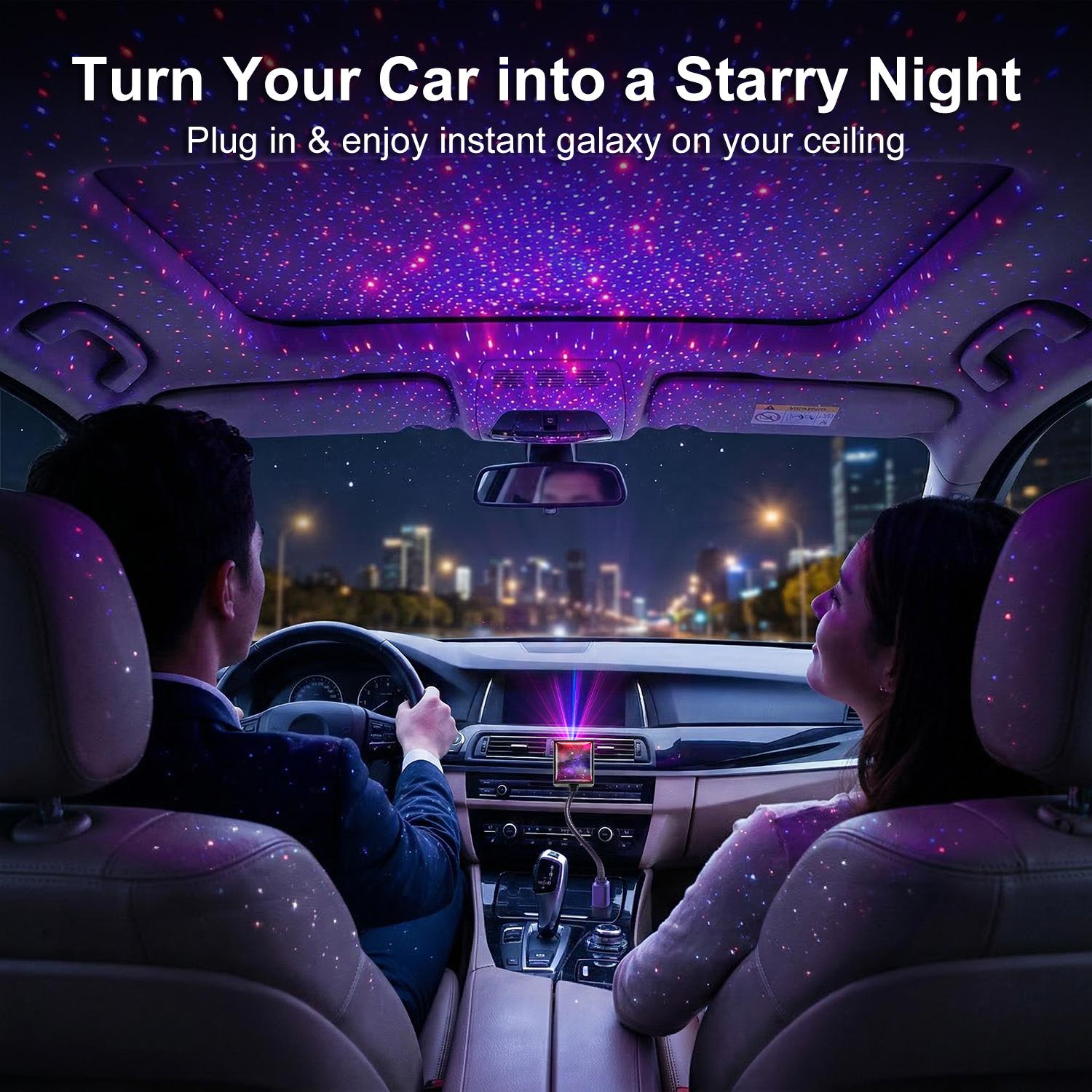 EMPTAN USB Car Roof Star Projector Night Light, Portable Adjustable LED Car Interior Light Plug and Play Romantic Starry Car Roof Star Lights Decor for Home Bedroom Party