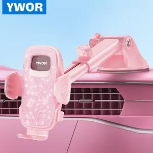 YWOR Pink Car Phone Holder with 360° Rotation, Quick Release & Adjustable Dashboard Mount for iPhone 16/ for Galaxy - Heat-Resistant ABS, Square Design, Secure Grip, for Trucks & Cars, Christmas Gift, Phone Mount, Vehicle Accessory, Car Cellphone Mount