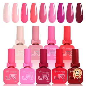 JR 9pcs 15ml Glossy Gel Nail Polish Set Light Red Nude Pink Gel Polish Kit Nude Pink Gel Polish Nail Art Manicure Salon DIY Soak Off UV LED Nail Gel Kit DIY Art Nail Care Nail Polish Gifts