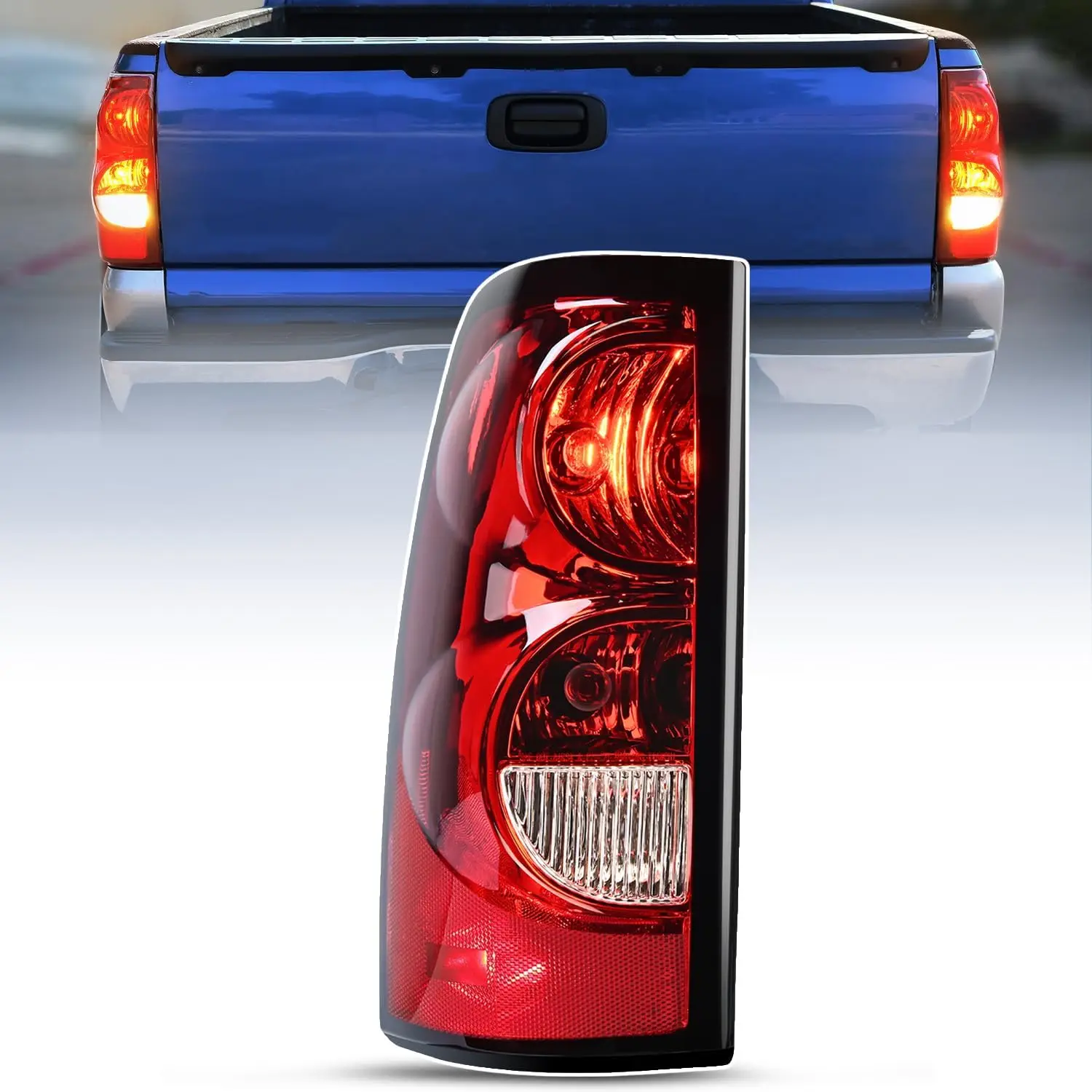 Nilight OE-Style Polycarbonate Driver Side Tail Light Assembly - Truck Accessory with Bulb, Harness, Plug-In Install, Fleetside Fit, 1 Size; Replacement for 2003-2006 Chevy Silverado 1500/1500HD/2500/2500HD/3500, 2007 Chevrolet Classic Auto Parts