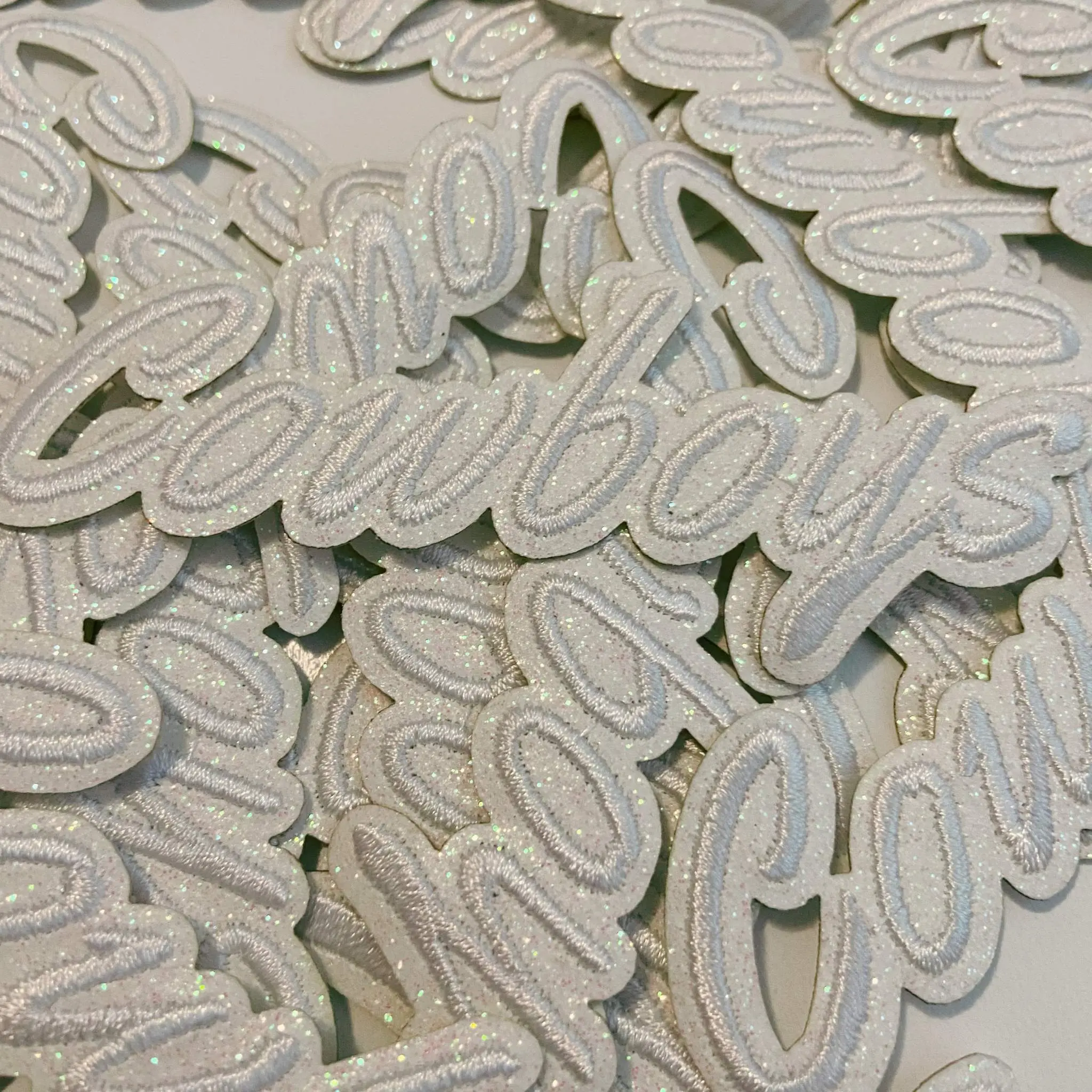 4" Cowboys in White w Sparkle  -  Embroidered Hat Patch