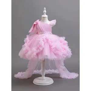(New)[Elegant Princess Dress] White Elegant Girls' Sleeveless Princess Tutu Dress |     Knee-Length, Flowing Tulle Skirt, Hand Wash Only, Perfect for Parties, Weddings & Special Occasions, Decorative Sash Detail
