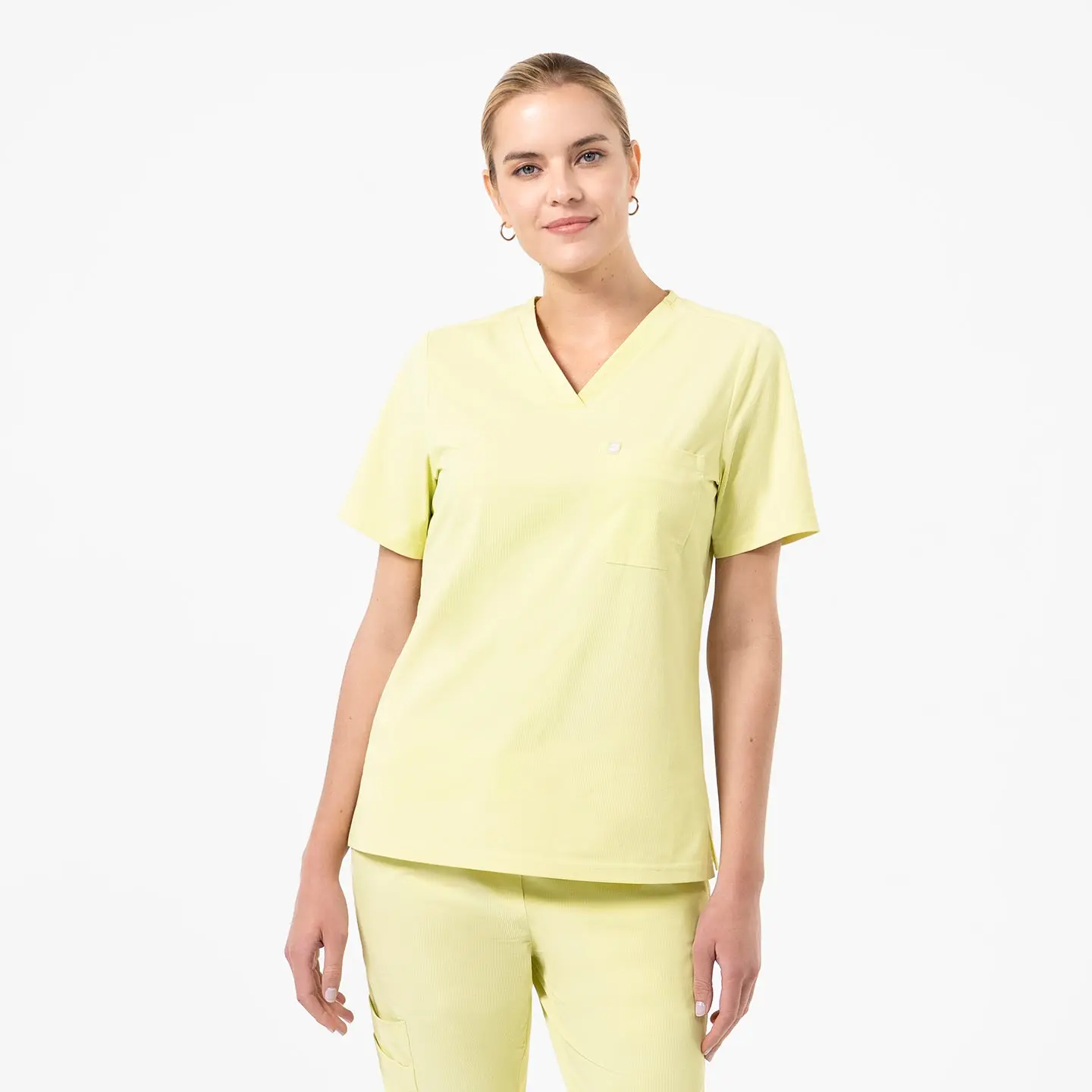 Zenir | Women's Single Pocket Scrub Top - Pineapple Yellow