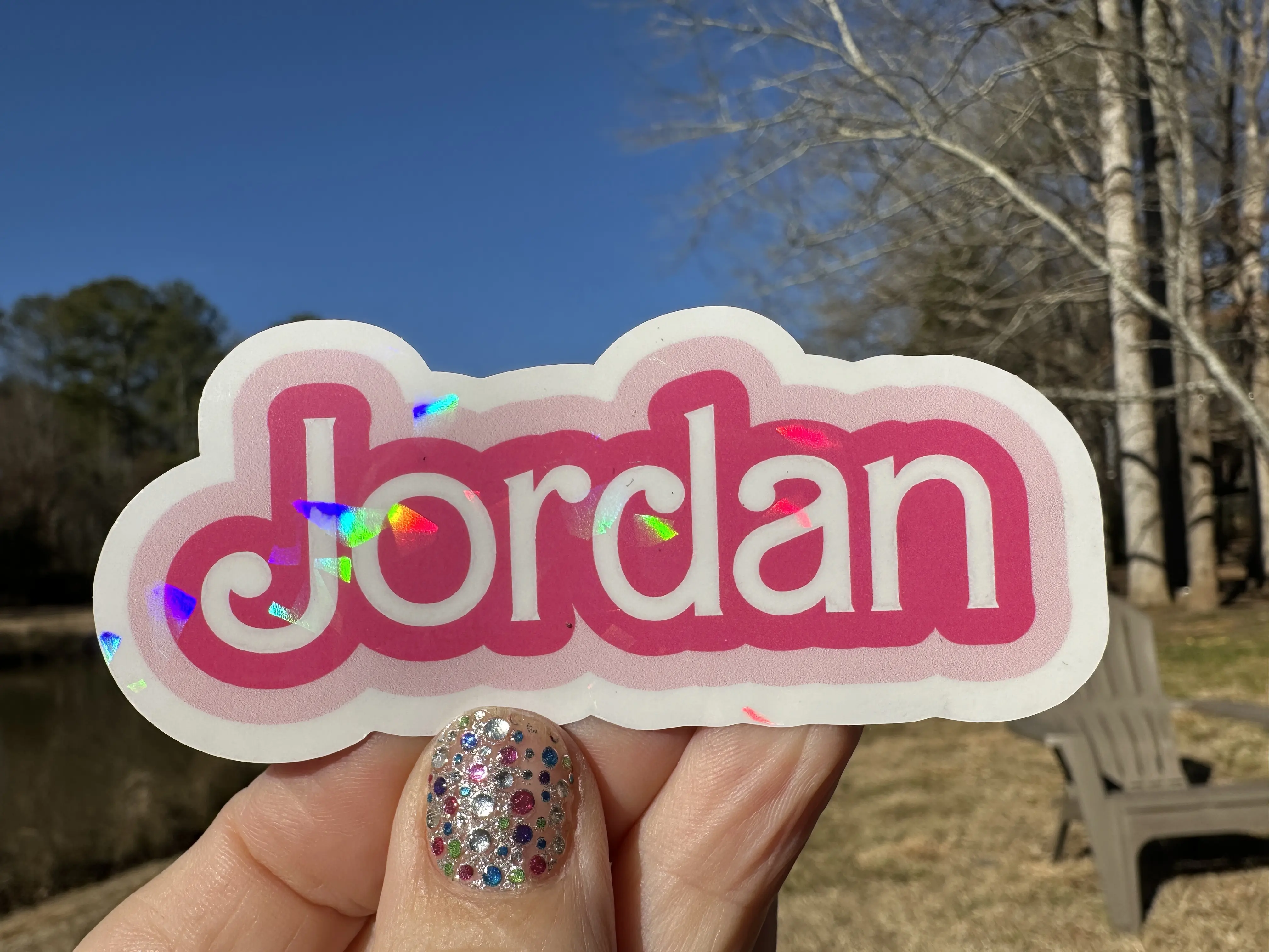 My Vinyl Cut Custom Name Sticker in Cute Trendy Font with Your Choice of Holographic Effects up to 5 inches wide Permanent Adhesive