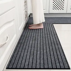 Striped Non-Slip Waterproof Door Mat, Durable Dustproof Outdoor Entrance Rug, Home Decorative Rugs, Easy Clean Cuttable Design, Kitchen Floor Pad, Oil Resistant