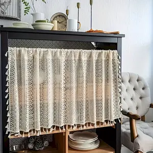 Bohemian Fringe Curtain Valance, Hollow Out Design, Easy to Hang, Lace Trim, Farmhouse Home Decor, Suitable for Door Curtains, Window Drapes